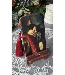 Новогодние сувениры: Подставка под телефон Сонный кот