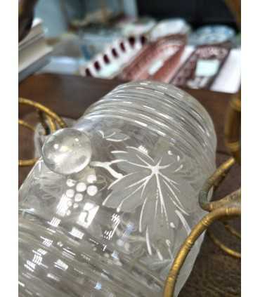 Бочонок с чашечками прозрачного стекла с эмалевой росписью